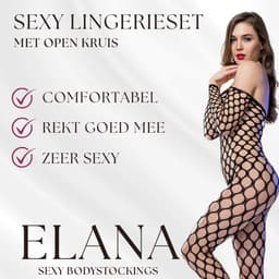Elana - Sorina - Visnet Bodystocking Erotische Lingerie met Open Kruis - Lange mouwen - Visnet - Catsuit - S t/m XL - Sexy Dames Lingerie - Bodysuit — thumbnail 2