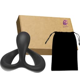 JustFun 2-in-1 Cockring - Sex Toys voor Mannen - Ballstretcher BDSM - Penisring - Seksspeeltjes voor Koppel - Zwart — thumbnail 5
