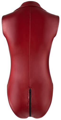 Cottelli Collection –  Wetlook Body met Tweeweg Rits van Hals tot Kruis – Maat M – Rood — thumbnail 5
