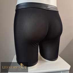 Heren Boxer met Lange Pijpen en Open Kruis - Mesh / PU Leder - Zwart - Maat XL | LS067 — thumbnail 4