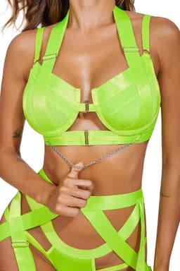 Sexy dames lingerie set met push-up beha, slip, jarretels en beenbandjes - 5-delig pakket — thumbnail 4