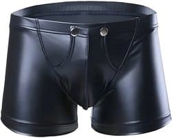 PU Lederen Boxershort - Open Kruis - Zwart - Sexy Herenondergoed | XXL | LS154