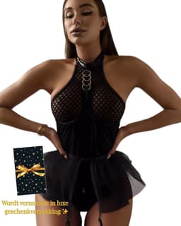 Sexy Lingerie Body – Erotisch jurkje – Rollenspel – Lak & Netstof – Latex & Datex – Kinky Mesh Bustier met Tule Rokje – Verleidelijk Fetish – Erotische Lingerie – BDSM – Lingerieset Dames – Sexy Lingerie – Festivallook – Bitch – Maat S, M, L, XL — thumbnail 1
