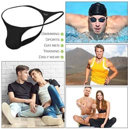 Lichte Neer Lage Taille Tanga voor Heren - Zwart Bikini Slip — thumbnail 3