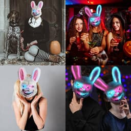 Eng Griezelig Konijnenmasker met LED Verlichting voor Halloween en Carnaval — thumbnail 5