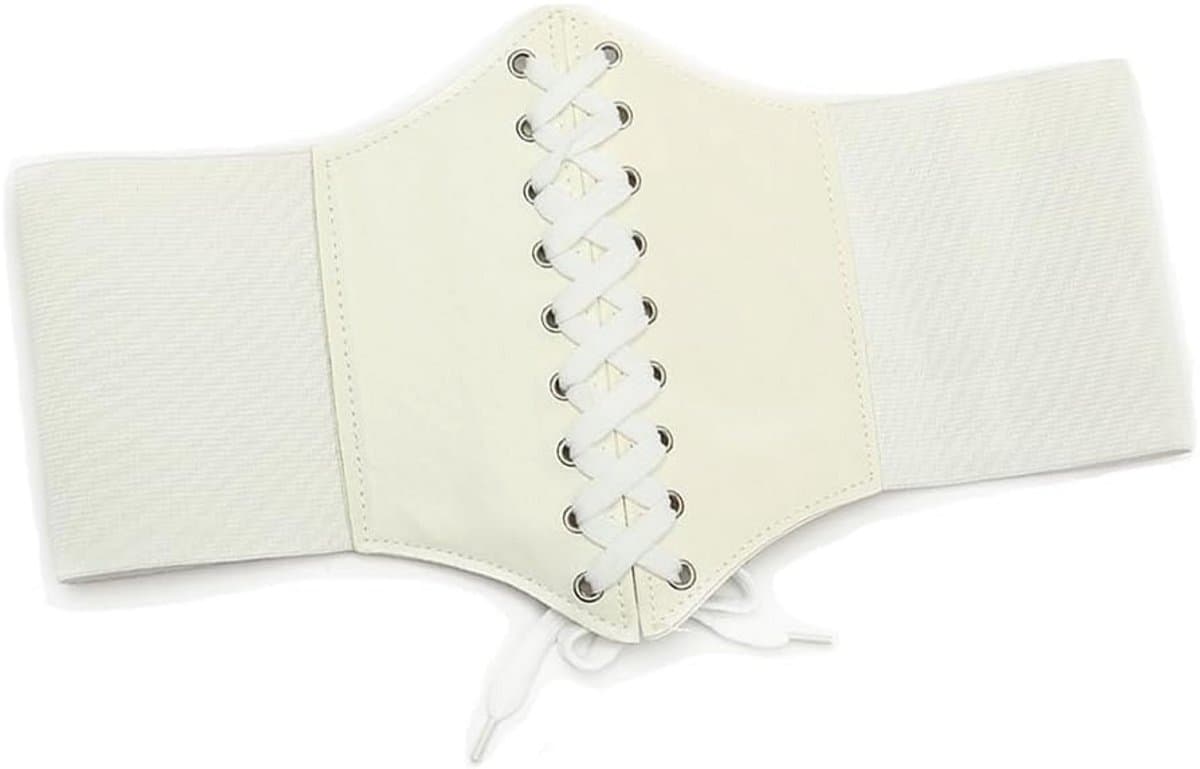 Zwart Corset Tailleriem voor Dames - Breed Waspie met Vetersluiting - Elastische Cinch-Riem voor Halloween en Feestjes — afbeelding 1