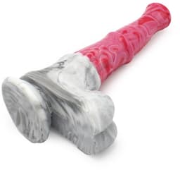 Realistische Dildo met Zuignap - 24.5 cm - Buigzaam - Gemaakt van Siliconen - Met Geaderde Structuur - Met Balzak — thumbnail 4
