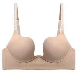 Dames Beha met Open Rug en Diepe U-hals - Push-up Beha met Beugel, Lage Rug en Multiway-bandjes - Beige 80C — thumbnail 1