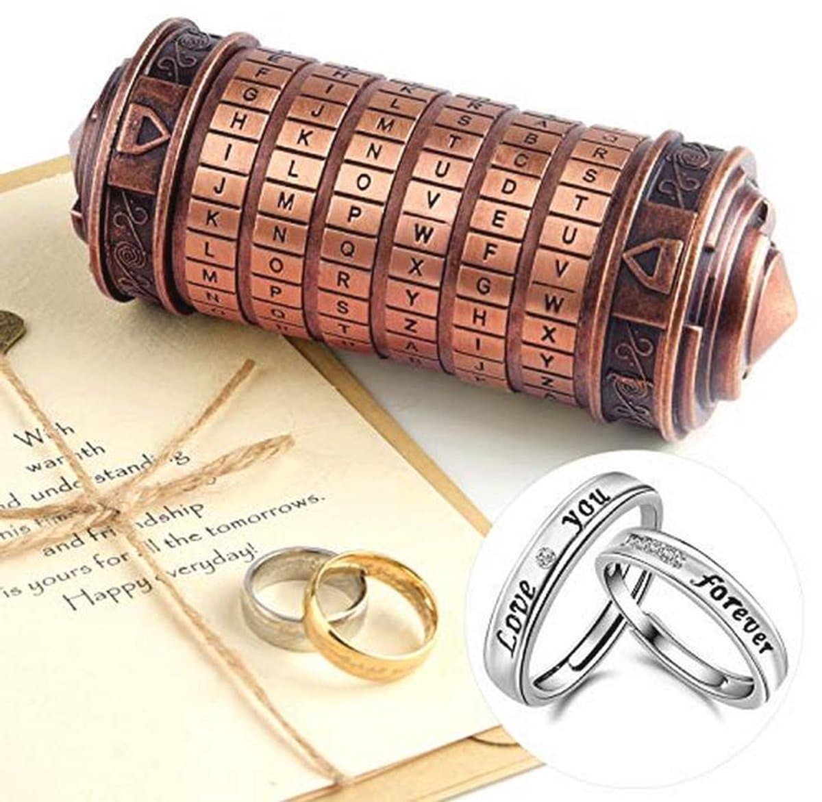 Mini Cryptex voor Valentijnsdag en Verjaardagscadeau - Creatief Romantisch Geschenk in Rood en Brons — afbeelding 1