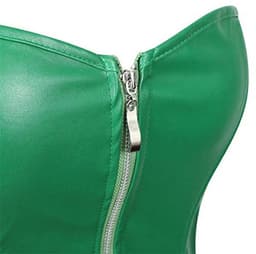 Gothic Bustier Korset van Kunstleer met Rits en Rok in Groen - 2XL — thumbnail 3