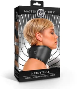 BDSM Padded Locking Posture Collar Hard Stance - Master Series - BDSM - Verstelbaar — thumbnail 2