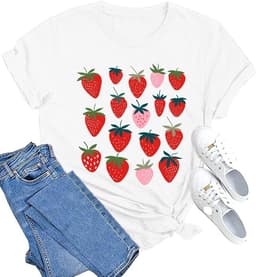 Dames T-shirt met Aardbeien Print - Zomer Top voor Vrouwen — thumbnail 4