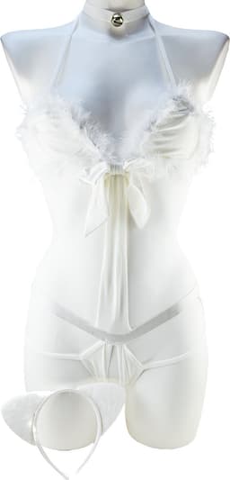BamBella ® Sexy Cosplay Rollenspel kleding - Onesize - outfit dames Sex kitten kat pak wit — thumbnail 1