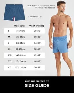 Losse Pasvorm Katoenen Boxers voor Mannen - Super Zachte Boxershort met Knopen - Ondergoed voor Mannen - Set van 3/6 Stuks — thumbnail 2