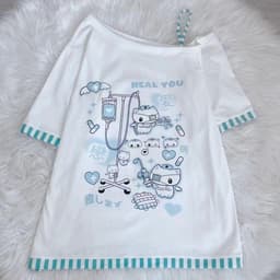 Y2K Cartoon T-shirt Dames - Harajuku Gothic Mode & Schoudervrij Top — thumbnail 2