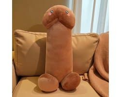 Klikkopers® Penis Bodypillow – Piemel Knuffel – Piemel Decoratie - XL - Groot 70cm - Bruin