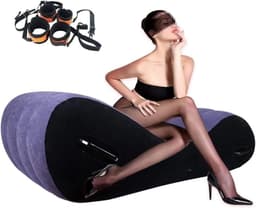 Sex Kussen - Opblaasbaar Seks Kussen - Seks Meubel - BDSM Speelgoed - PVC met Zacht Fluweelcoating - Blauw - Discreet Verzonden — thumbnail 1