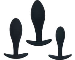 Banoch Buttplug Trainer Set | 3-delige Siliconen Anaal Plug Set | Beginner Vriendelijk | Zwart | Oplopende Maten | voor mannen en vrouwen