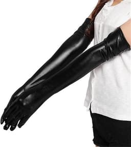 Lange Stretchy Handschoenen Lang Lederlook Elastische Galavond Dansjurk Accessoire — thumbnail 4