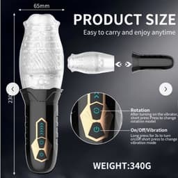 Elektrische Masturbator voor Mannen – Pocket Pussy – Vibratie & Zuigfunctie – USB-C Oplaadbaar – Zwart — thumbnail 3