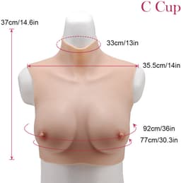 Siliconen borsten- C cup- Nep Borsten- 100% siliconen- 2400 gram -Crosdresser- Travestiet- Cosplay-Breastplate-Travestie- Natuurlijke look- — thumbnail 1