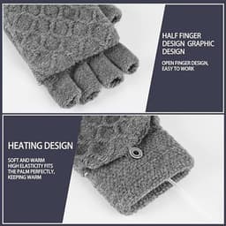 2 Paar USB Verwarmde Handschoenen - Handschoenen verwarmd - Elektrische verwarming - Dubbelzijdige verwarming - Gebreide Verwarmde Handschoenen - Winter Warme Handschoenen - Handschoenen met Verwarming - Handschoenen - Winter - Unisex - Grijs/Zwart — thumbnail 4