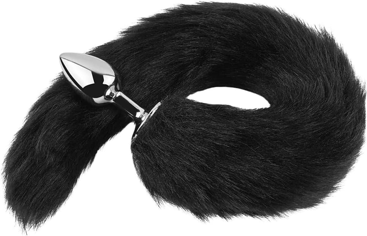 Daity BDSM Anale Speeltjes met Vossenstaart – Fox Tail Buttplugs – Cosplay Butt Plug van RVS – 18 inch Zwart — afbeelding 1