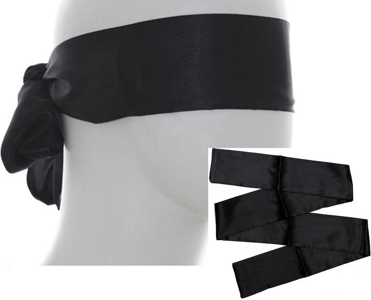 Blinddoek - Satijnen blinddoek - Bondage - 150/7,5CM - 2 stuks - Satijn - Bdsm - Plagen - Stout - Boeien - Vastbinden - Zwart - Chique blind doek - CHPN — afbeelding 1