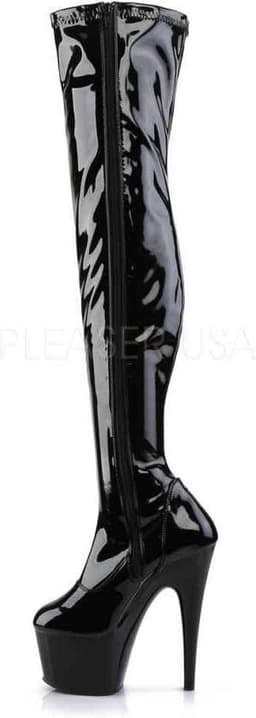Pleaser Adore- 3000 Hoge laarzen boots plwateau Black Stretch Patent Zwart - US:9 EU:39 — thumbnail 3