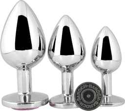 Banoch - Buttplug Aurora Hot Pink Large - Metalen buttplug - Diamant steen - Roze — thumbnail 4