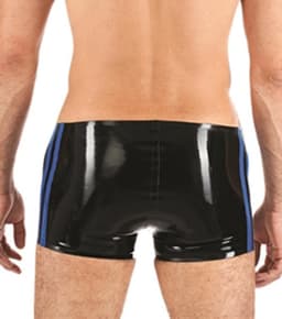 Mister B Rubber Trunks zwart met blauwe bies XS — thumbnail 2