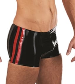 Mister B Rubber Trunks zwart met rode bies medium — thumbnail 1
