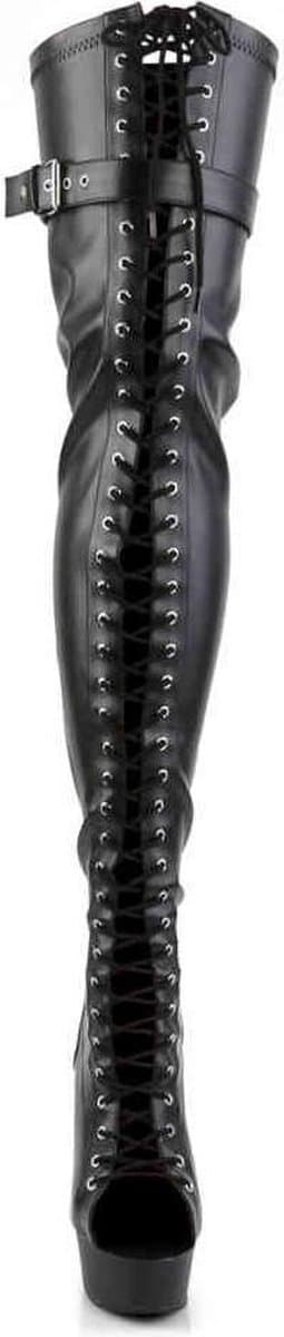 Pleaser - DELIGHT-3025 Plateau overknee Laarzen - US 7 - 37 Shoes - Zwart — thumbnail 2