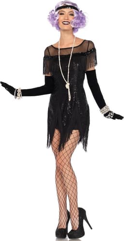 Flapper Kostuum Zwart Jaren 20 Swing Charleston Jurk Set Maat S — thumbnail 5