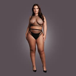 2 Pc Crop Top - Pantie and Fishnet Structure - OSX - Black — thumbnail 7