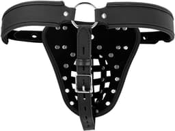 PU Leather Chastity Jock - Black — thumbnail 9