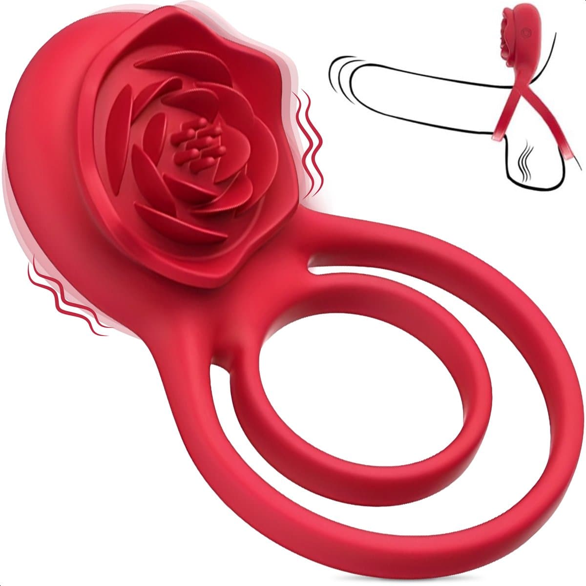Vibrerende Cockring Silliconen - Met Roos Clitoris stimulator - Penisringen voor mannen - Sex toys voor koppels - Jespro — afbeelding 1