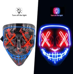 Oplichtend LED Halloween Masker - Lichtgevend El Wire Gezichtsmasker voor Kinderen en Volwassenen | Carnaval & Feest — thumbnail 4