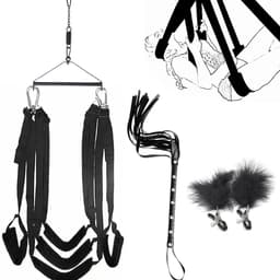 Aura® Sex Schommel - Sex Swing Extra Stevig – Seksschommel Met Accessoires – Seksspeeltjes voor Koppel – Seks Schommel BDSM – Erotiek Toys - Sex Sling – Love Swing – Discreet Verpakt – Zwart- 44cm x 24cm x 12cm — thumbnail 1