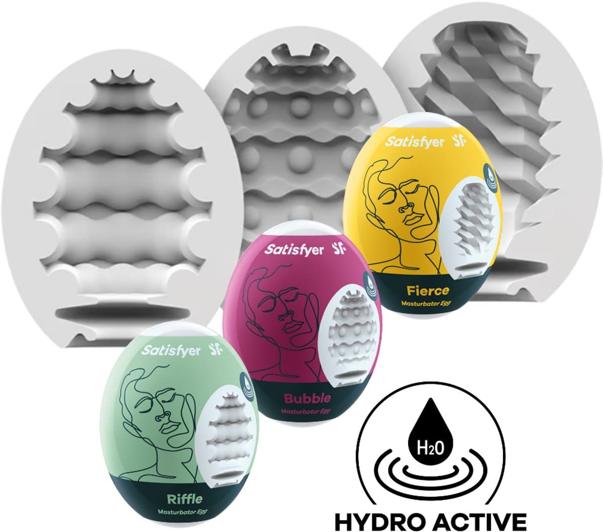 Satisfyer Masturbator Egg, verschillende structuren, hydro-actief TPE, geen glijmiddel nodig, voor eenmalig gebruik — afbeelding 1