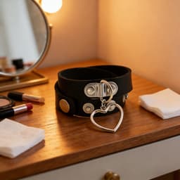 Sleutelbeenketting - Halsomtrek 32 cm~38 cm - Choker met hartvormige hanger - Halsband voor dames - Gotische leren choker - Punkstijl ketting - Choker - Halsband - Halsketting - Metalen choker - Kettingchoker - Bikerchoker - Halsring — thumbnail 2