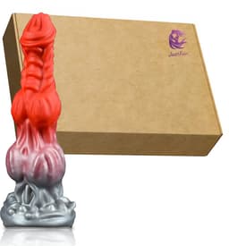JustFun Fantasy Dildo - 25 CM - Met Zuignap - Sex Toys voor Mannen & Vrouwen - Monster Anal Plug XXL - Rood / Grijs — thumbnail 3