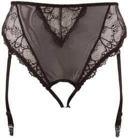 Cottelli Plus Size –  Jarretel Slip met Kanten Inleg en Erotisch Ondertoon – Maat 4XL - Zwart — thumbnail 2