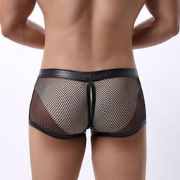 Zwarte Sexy Boxershort Heren – Mesh Heren Lingerie met Open Achterkant & Afneembaar U-Zakje — thumbnail 3