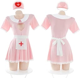 Sexy Verpleegster Lingerie Set voor Vrouwen - Roleplay Kostuum met Jurk & Hoedje - Ondeugend Uniform voor Romantische Nachten - Ideaal voor slank postuur (tot 60 kg) — thumbnail 4