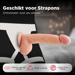 Rosebay Realistische Dildo 26 cm - Zachte Siliconen Dildo met Zuignap & Balzak - Dildo voor Mannen en Vrouwen - Wit — thumbnail 9
