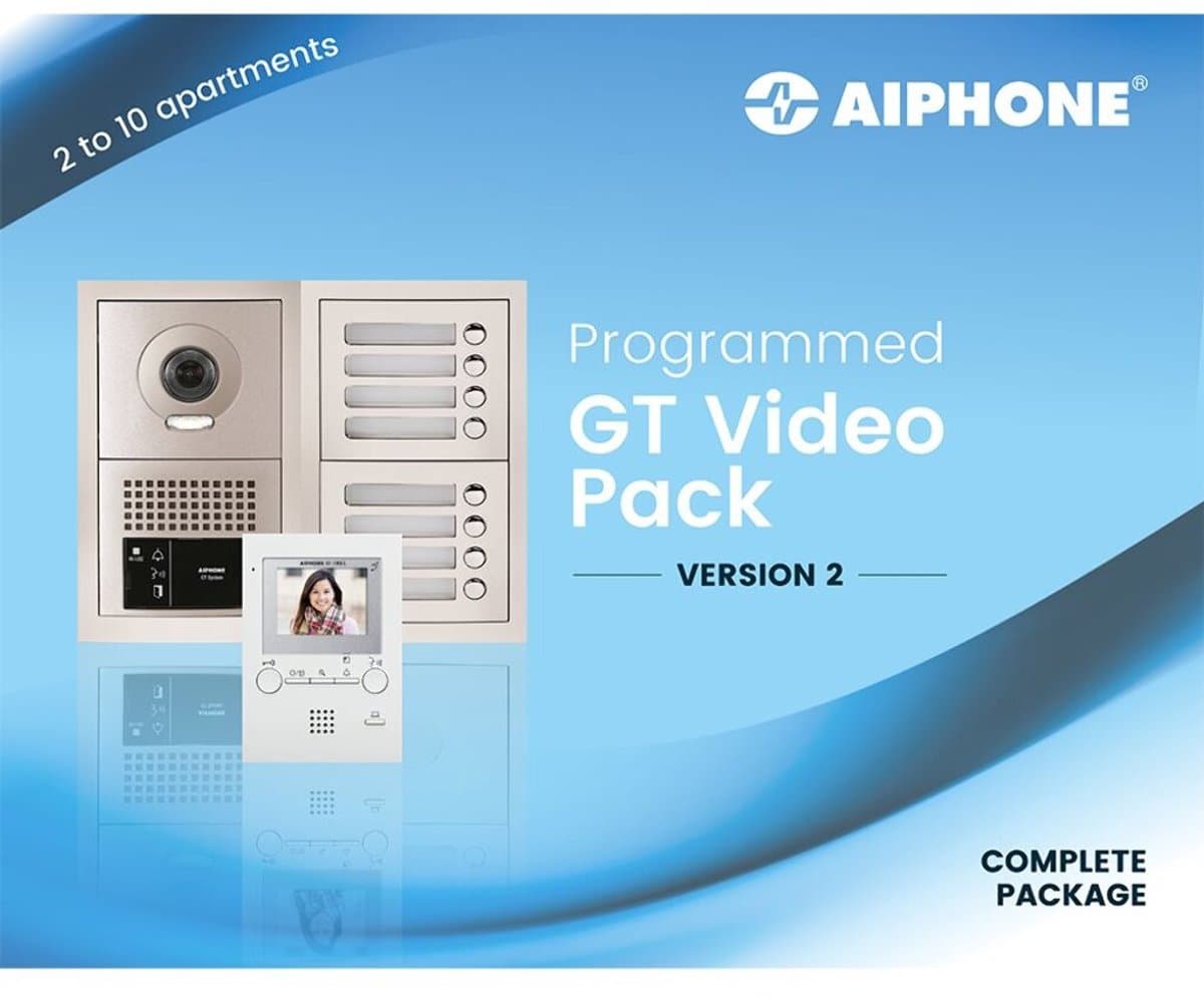 Aiphone Videokit voorgeprogrammeerd 2 appartementen bussysteem inbouw wit - A01008709 — afbeelding 1