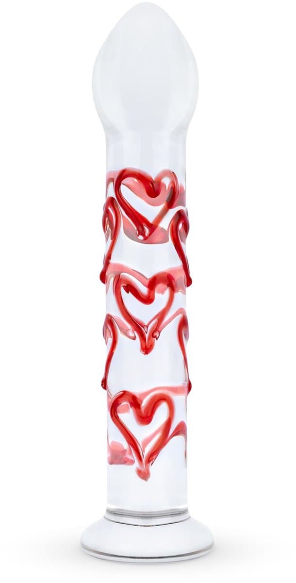 Gildo - Glazen G-spot/Prostaat Dildo Met Hartjes No.30 - 17 cm — afbeelding 1