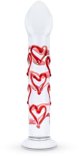 Gildo - Glazen G-spot/Prostaat Dildo Met Hartjes No.30 - 17 cm — thumbnail 1