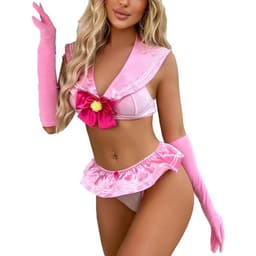 Erotische rollenspel set kostuum - Mini rokje - Slip - Roze - Babydoll — thumbnail 4